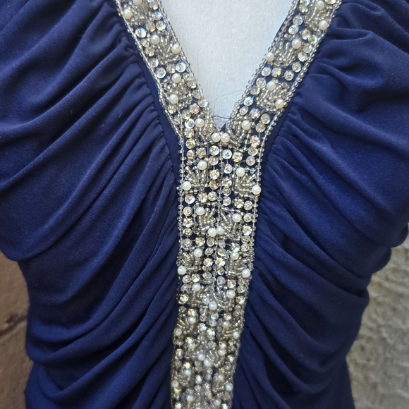 JS Boutique Navy Rhinestone Cocktail Dress - Picture 4 of 11